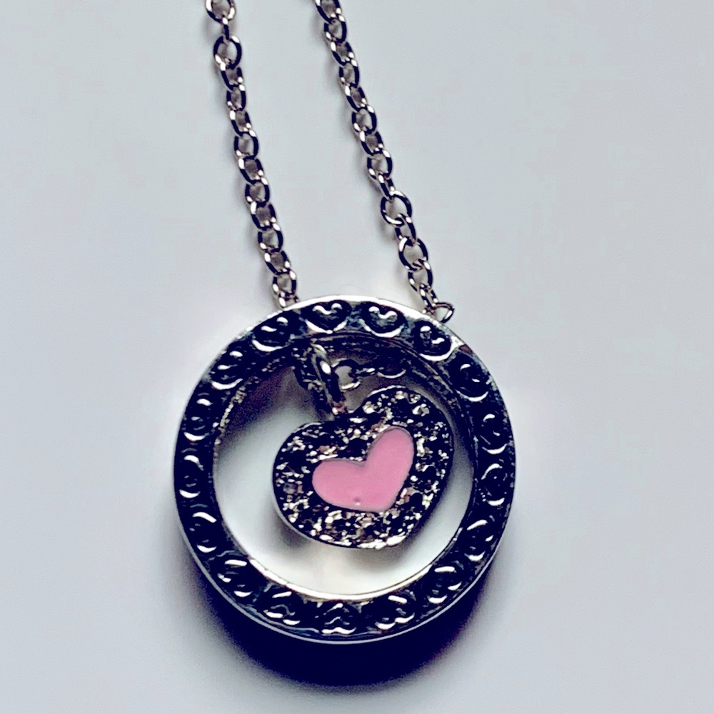 👯‍♀️ “Best Friends” Pink Heart 🩷 Necklace & Removable Ring Set by Cookie Lee - Picture 3 of 11